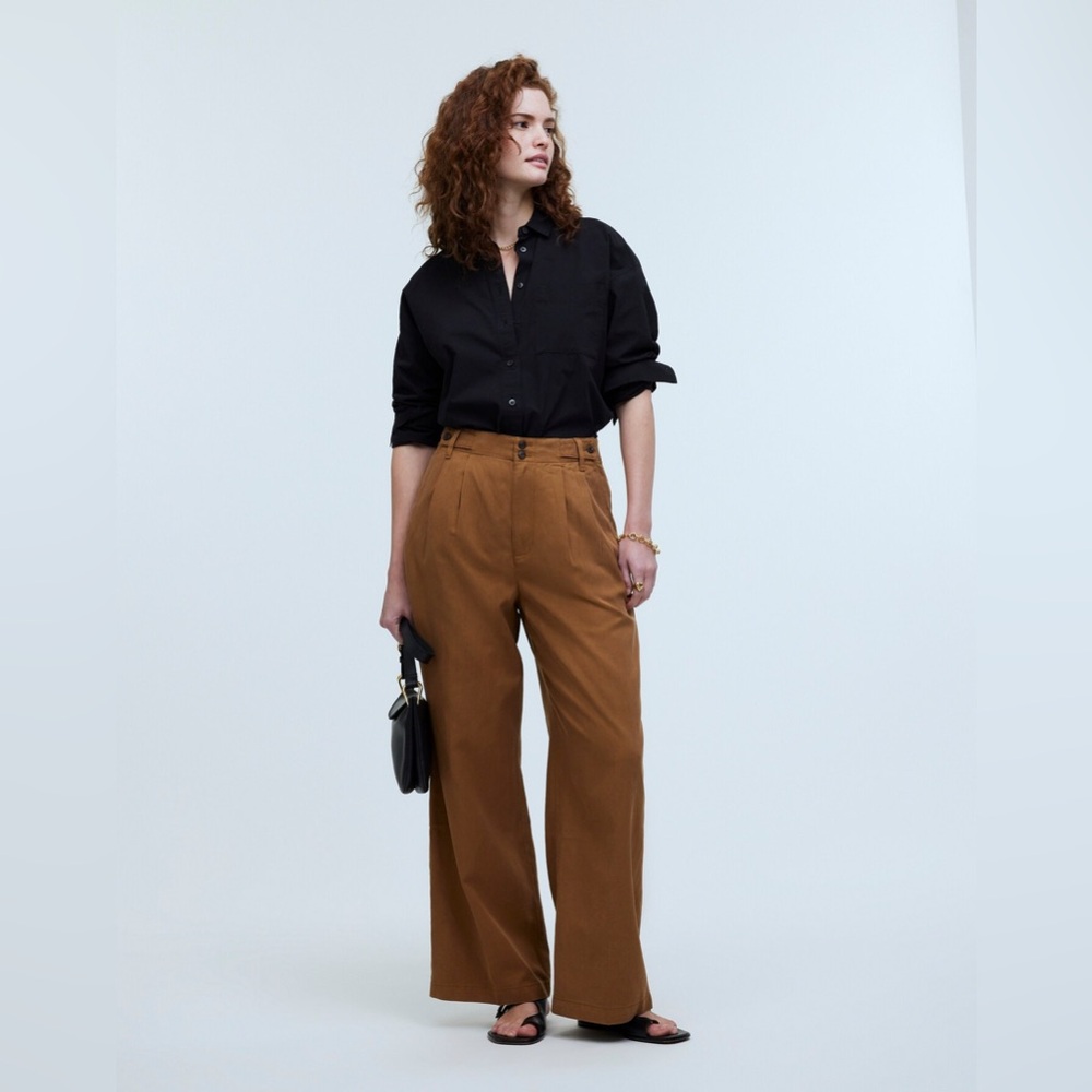 Madewell Wide-Leg Pant in Drapey Twill dark brown